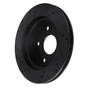Dodge Dakota Brake Rotor (1) - Front Right - R1 Concepts - Drilled & Slotted - Black - `05-`11